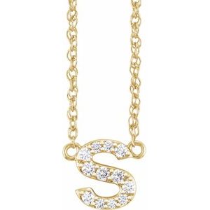 Ladies Natural Diamond Lowercase Initial S Necklace (I1, H+) — 14K Yellow Gold