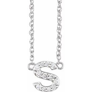 Ladies Natural Diamond Lowercase Initial S Necklace (I1, H+) — 14K White Gold