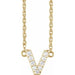Ladies Natural Diamond Lowercase Initial V Necklace (I1, H+) — 14K Yellow Gold