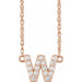 Ladies Natural Diamond Lowercase Initial W Necklace (I1, H+) — 14K Rose Gold