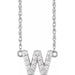 Ladies Natural Diamond Lowercase Initial W Necklace (I1, H+) — 14K White Gold