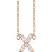 Ladies Natural Diamond Lowercase Initial X Necklace (I1, H+) — 14K Rose Gold