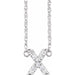 Ladies Natural Diamond Lowercase Initial X Necklace (I1, H+) — 14K White Gold