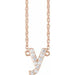 Ladies Natural Diamond Lowercase Initial Y Necklace (I1, H+) — 14K Rose Gold