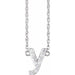 Ladies Natural Diamond Lowercase Initial Y Necklace (I1, H+) — 14K White Gold