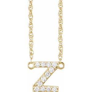 Ladies Natural Diamond Lowercase Initial Z Necklace (I1, H+) — 14K Yellow Gold