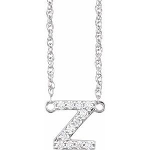 Ladies Natural Diamond Lowercase Initial Z Necklace (I1, H+) — 14K White Gold
