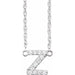 Ladies Natural Diamond Lowercase Initial Z Necklace (I1, H+) — 14K White Gold