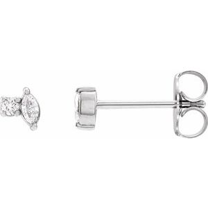Ladies Natural Diamond Earrings — Sterling Silver