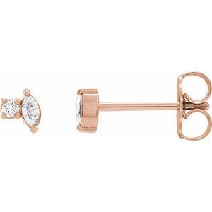 Ladies Natural Diamond Earrings — 14K Rose Gold