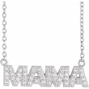 Ladies 1/10 Natural Diamond "Mama" Necklace (I1, G-H) — 14K White Gold