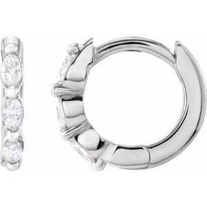 Ladies Natural Diamond 10 mm Hoop Earrings (Si1, G-H) — Platinum