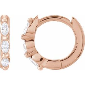 Ladies Natural Diamond 10 mm Hoop Earrings (Si1, G-H) — 14K Rose Gold