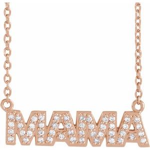 Ladies 1/10 Natural Diamond "Mama" Necklace (I1, G-H) — 14K Rose Gold