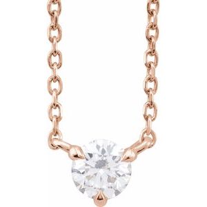 Ladies Natural Diamond Solitaire Necklace (I1, G-H) — 14K Rose Gold