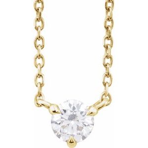 Ladies Natural Diamond Solitaire Necklace (I1, G-H) — 14K Yellow Gold