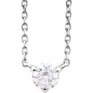 Ladies Natural Diamond Solitaire Necklace (I1, G-H) — Sterling Silver