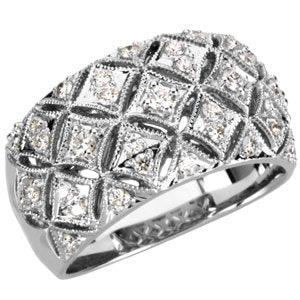 Ladies Natural Diamond Ring (I1, H+) — 14K White Gold