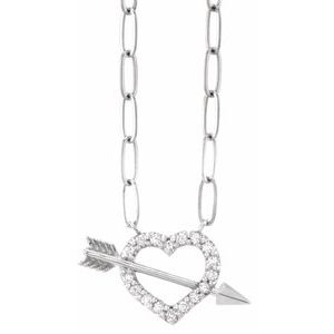 Ladies Natural Diamond Heart Arrow Necklace (I1, G-H) — Sterling Silver