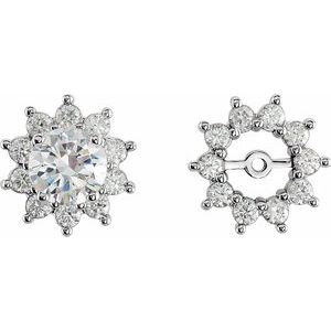 Ladies Natural Diamond Earring Jackets with 5mm ID — 14K White Gold