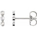 Ladies Rose-Cut Natural Diamond Three-Stone Bar Earrings — 14K White Gold
