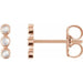 Ladies Rose-Cut Natural Diamond Three-Stone Bar Earrings — 14K Rose Gold