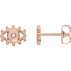 Ladies Natural Diamond Evil Eye Earrings — 14K Rose Gold