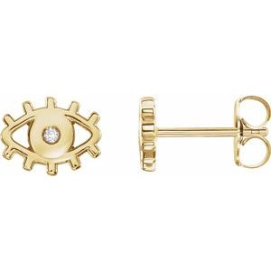 Ladies Natural Diamond Evil Eye Earrings — 14K Yellow Gold