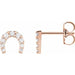 Ladies Natural Diamond Horseshoe Earrings — 14K Rose Gold