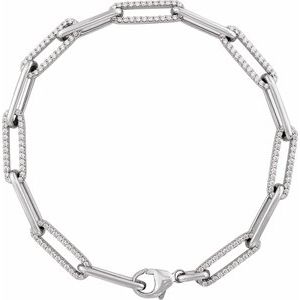 Ladies Natural Diamond Link Bracelet (I1, G-H) — 14K White Gold