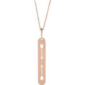Ladies Natural Diamond Arrow Bar Necklace (I1, G-H) — 14K Rose Gold