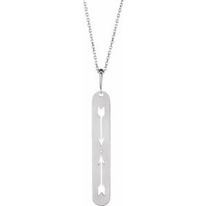 Ladies Natural Diamond Arrow Bar Necklace (Si2-Si3, G-H) — Platinum