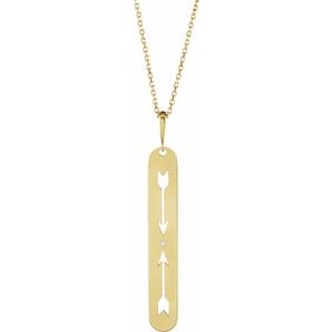 Ladies Natural Diamond Arrow Bar Necklace (I1, G-H) — 14K Yellow Gold