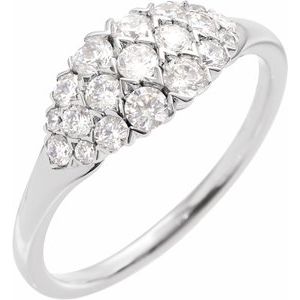 Ladies Natural Diamond Cluster Ring (I1, G-H) — 14K White Gold