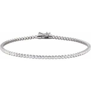 Ladies Natural Diamond Lightweight Line Bracelet (I1, G-H) — 14K White Gold