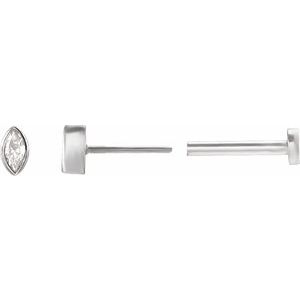 Ladies Natural Diamond Press Fit Back Stud Earring — 14K White Gold