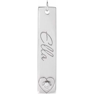Ladies Natural Diamond Engravable Heart Pendant — Platinum