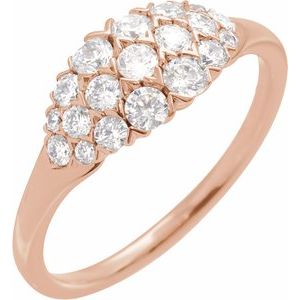 Ladies Natural Diamond Cluster Ring (I1, G-H) — 14K Rose Gold