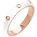 Ladies Natural Diamond White Enamel Ring (I1, G-H) — 14K Rose Gold