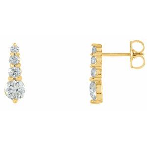 Ladies Natural Diamond Graduated Earrings — 18K Yellow Gold