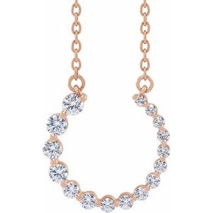 Ladies Natural Diamond Graduated Circle Necklace (I1, G-H) — 14K Rose Gold