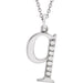 Ladies Natural Diamond Lowercase Initial Q Necklace (I1, G-H) — 14K White Gold