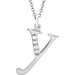 Ladies Natural Diamond Lowercase Initial Y Necklace (I1, G-H) — 14K White Gold