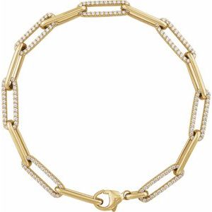 Ladies Natural Diamond Link Bracelet (I1, G-H) — 14K Yellow Gold