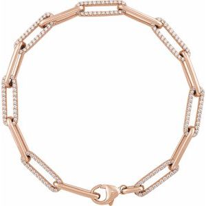 Ladies Natural Diamond Link Bracelet (I1, G-H) — 14K Rose Gold