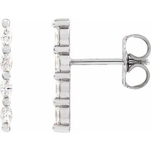 Ladies Natural Diamond Bar Earring — Sterling Silver