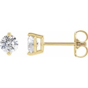 Ladies Natural Diamond Stud Earrings (I1, G-H) — 14K Yellow Gold