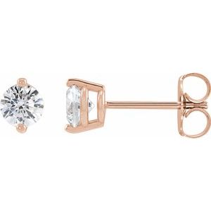 Ladies Natural Diamond Stud Earrings (I1, G-H) — 14K Rose Gold