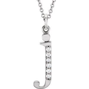 Ladies Natural Diamond Lowercase Initial J Necklace (I1, G-H) — 14K White Gold
