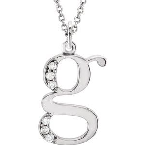 Ladies Natural Diamond Lowercase Initial G Necklace (I1, G-H) — 14K White Gold